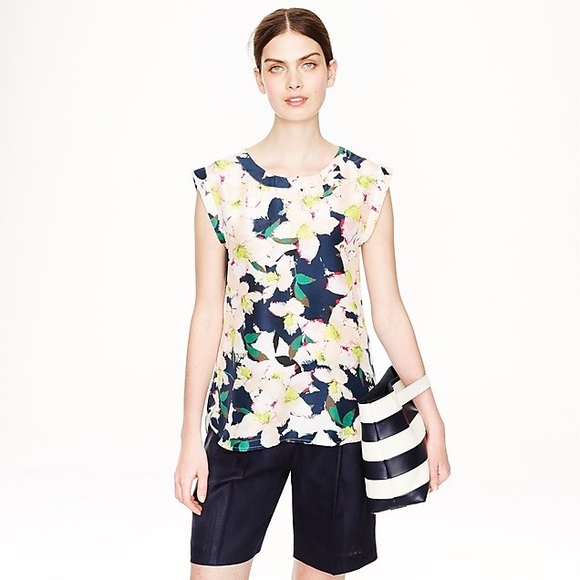 J. Crew Tops - J. Crew Sleevless Drapey Top Cove Floral